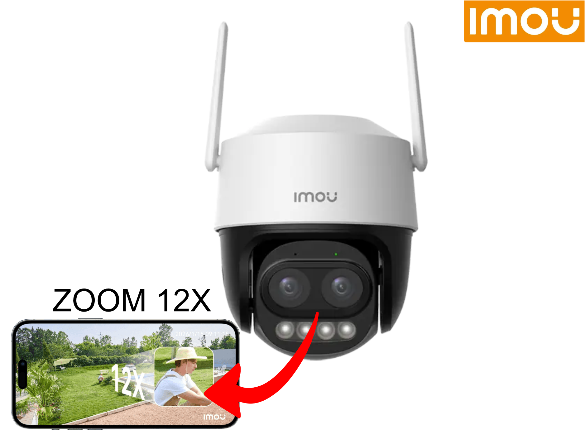 CAMARA IMOU EXT CRUISER Z 5MP 3K , AUDIO 2 VIAS , WIFI 2.4/ 5G , 360° , A COLOR , ZOOM OPTICO 12X 50M