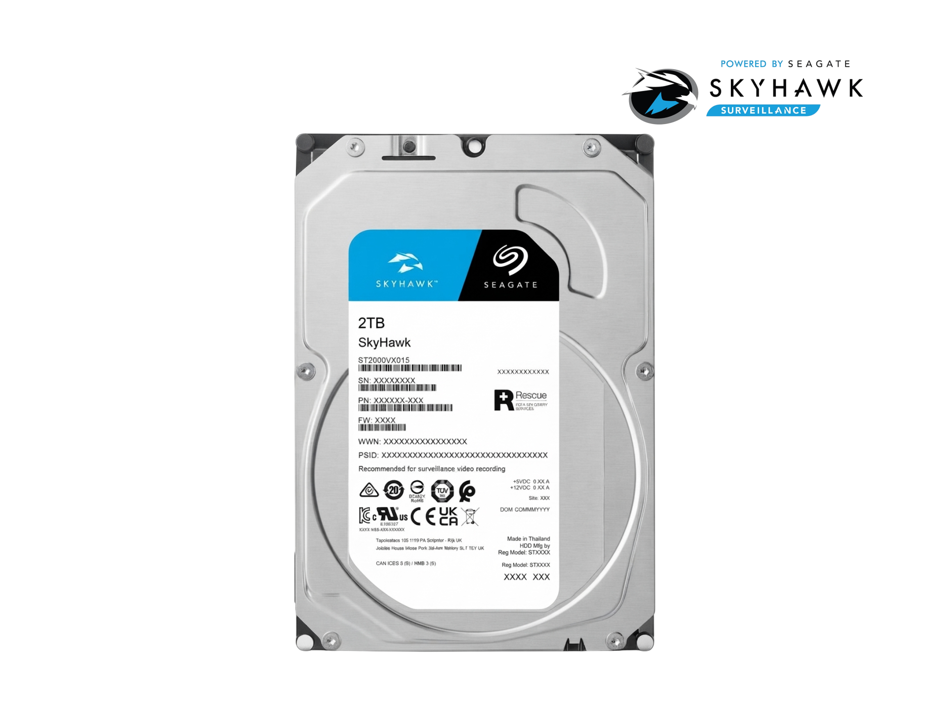 DISCO DURO 2TB HDD SEAGATE SKYHAWK SURVEILLANCE PARA CAMARAS DE VIGILANCIA