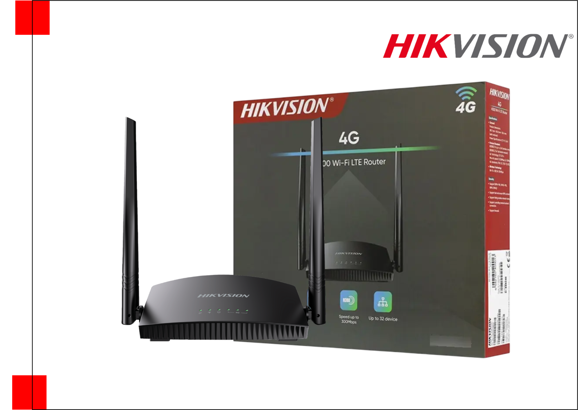Router HIKVISION   Wi-Fi 4G LTE de 300 Mbps