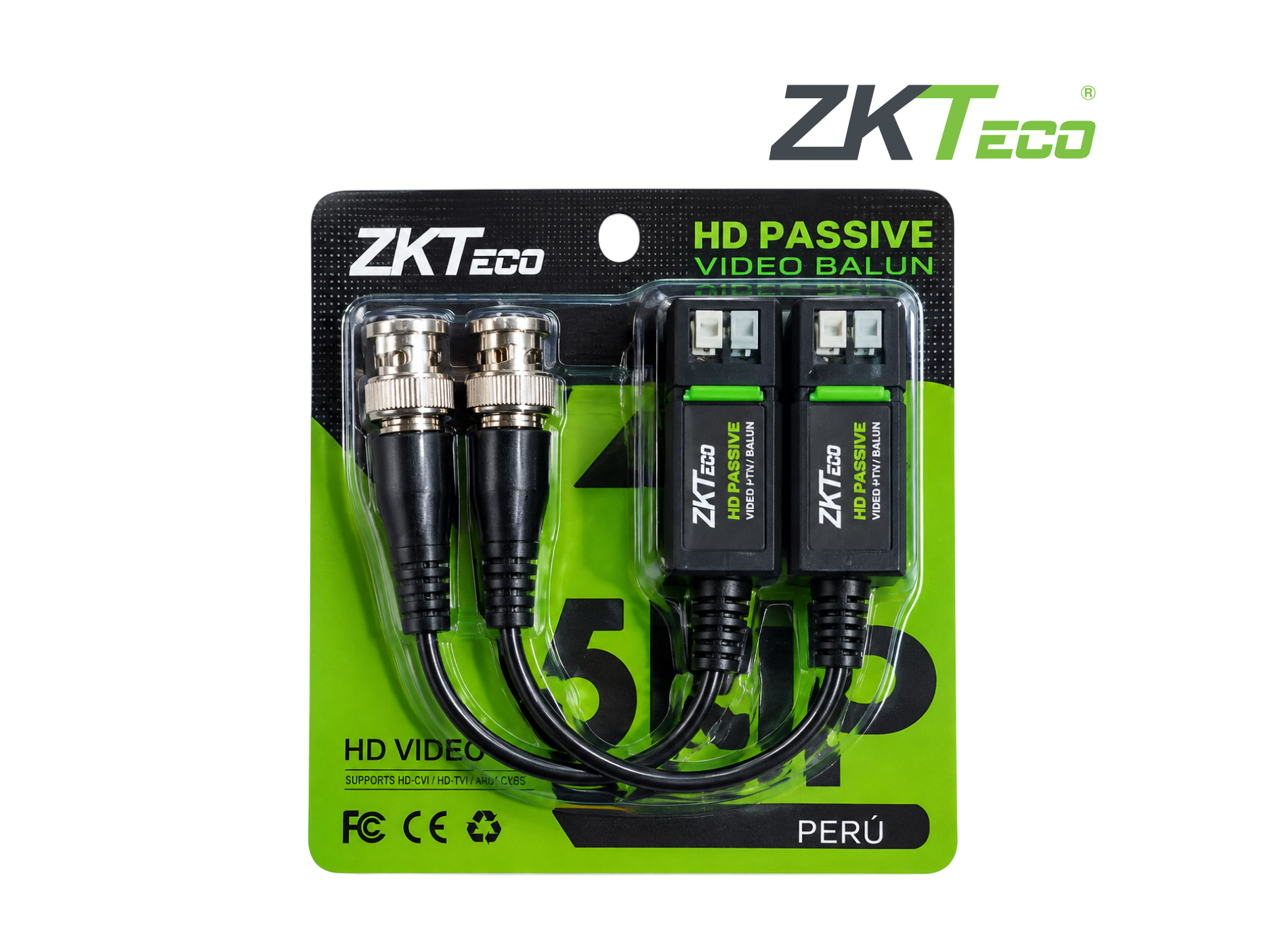 BALUN ZKTECO CONVERSOR DE VIDEO HASTA 5MP 3K