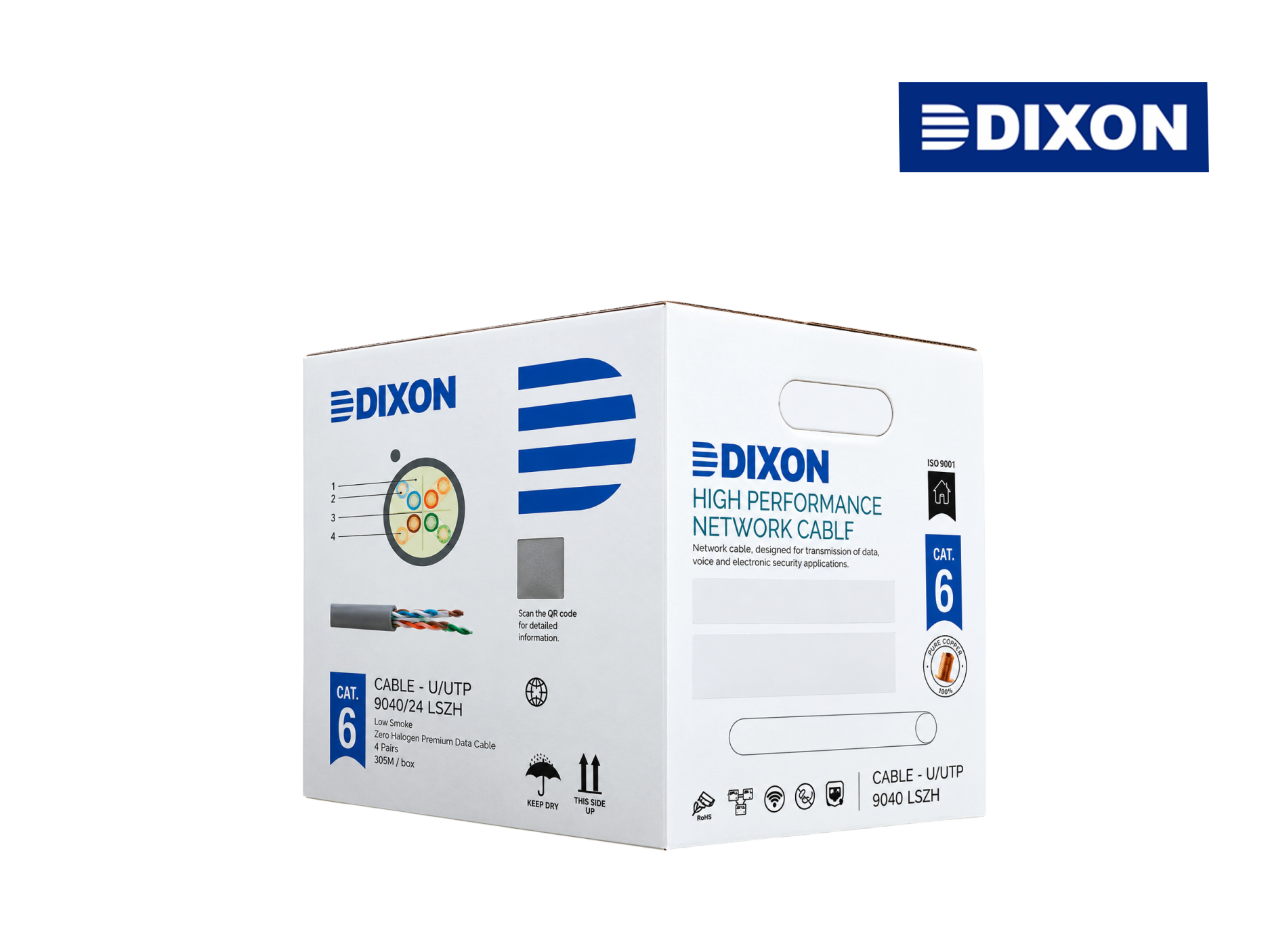 CAJA DE CABLE UTP DIXON CAT 6 INT COBRE PURO 305MTS,COD 9040