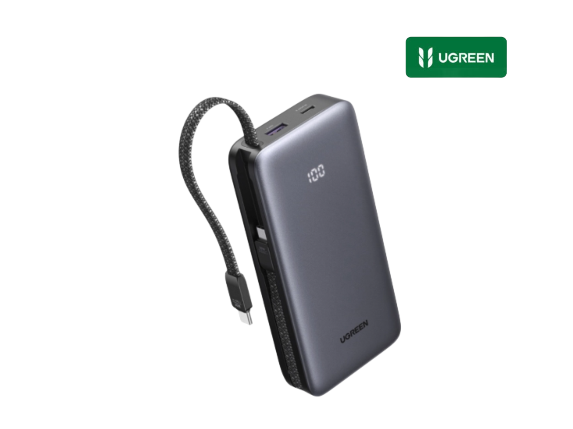 POWER BANK UGREEN 20000MAH 30W CON 2 CABLES USB-C PARA IPHONE 17 PRO MAX, MACBOOK, GALAXY S25 ULTRA HD, ANDROID
