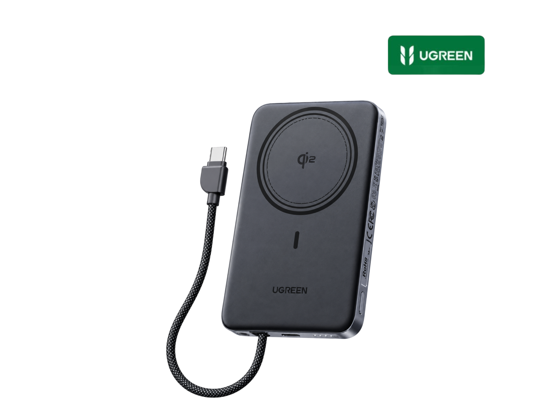 POWER BANK MAGNETICO UGREEN MAGFLOW AIR 10000MAH 30W CON CABLE USB-C INTEGRADO PARA IPHONE 16 Y 17