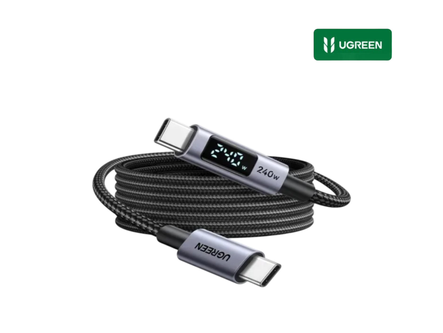CABLE UGREEN 240W USB-C A C CON PANTALLA LED ,1M,PARA IPHONE 17 PRO, MACBOOK, GALAXY S25, CHROMEBOOK