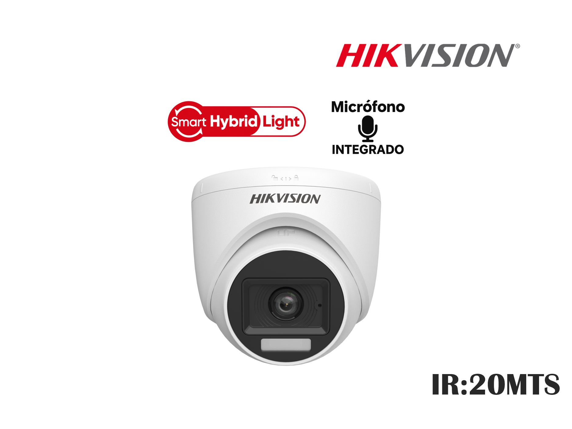 CAMARA HIKVSION ANALOGA DOMO FIJA 5MP 3K,SMART HYBRID LIGHT,C/AUDIO,2.8MM,HASTA 20MTS