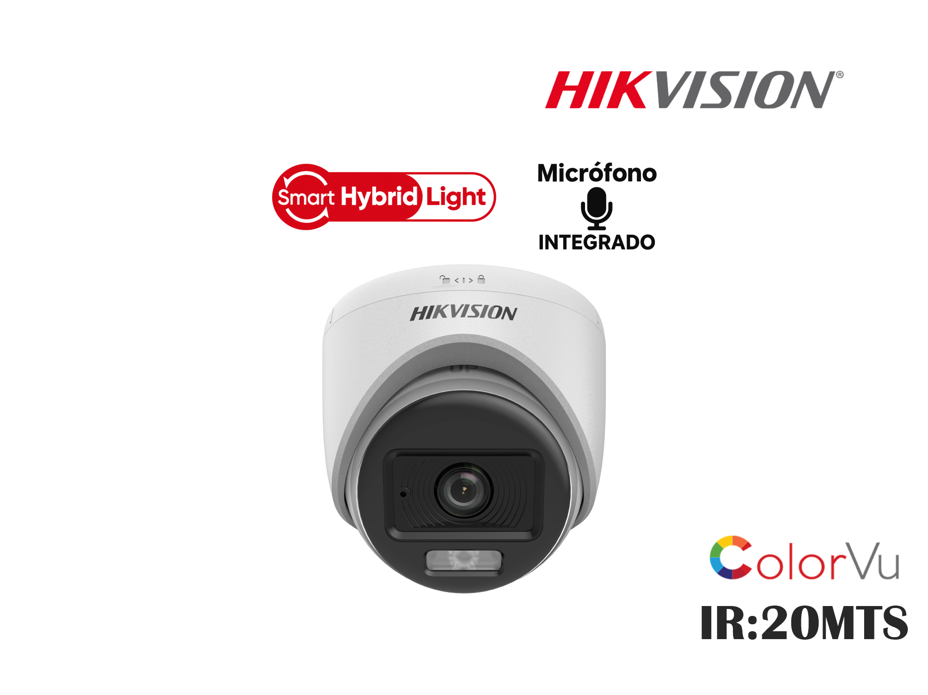 CAMARA HIKVSION ANALOGA DOMO FIJA 5MP 3K,SMART HYBRID LIGHT,COLORVU,C/AUDIO,2.8MM,HASTA 20MTS