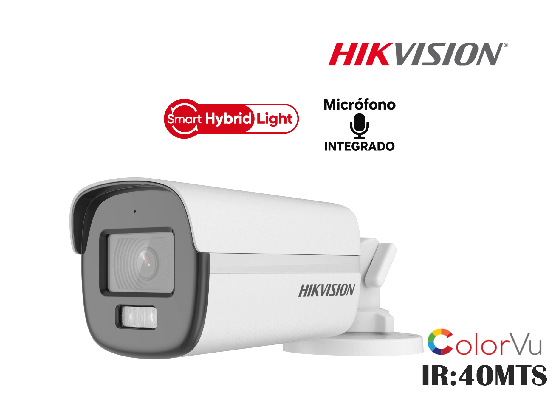 CAMARA HIKVSION ANALOGA TUBO FIJA 5MP 3K,SMART HYBRID LIGHT,COLORVU,C/AUDIO,2.8MM,HASTA 40MTS