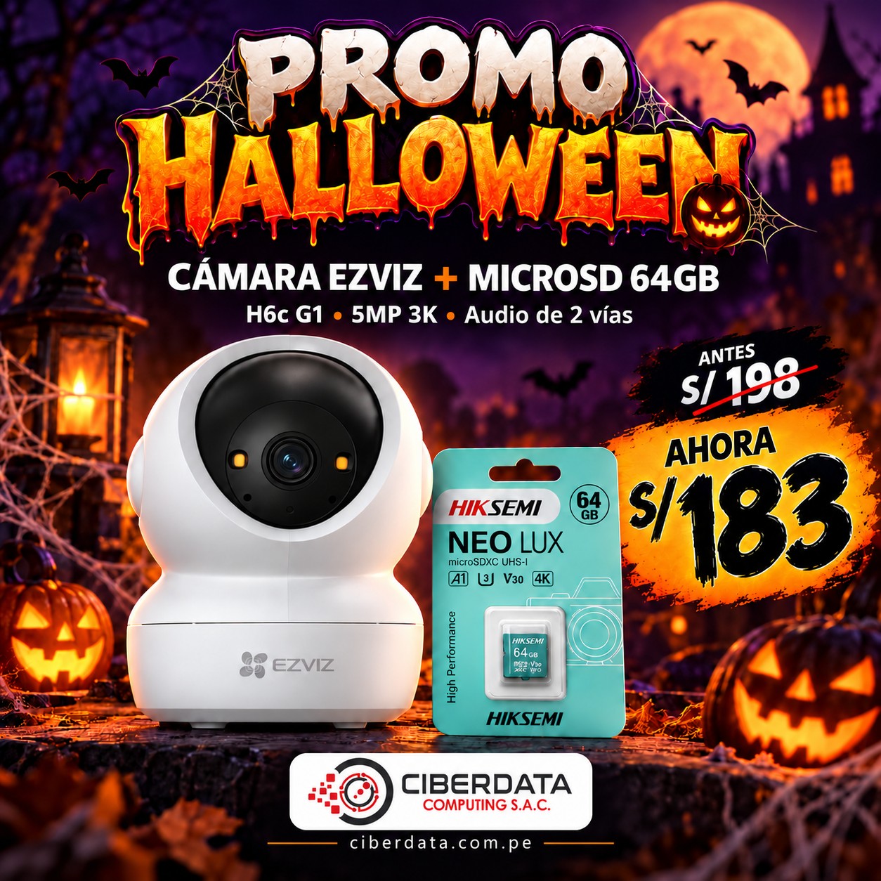 🎃PROMO HALLOWEEN🎃KIT EZVIZ H6C G1 5MP 3K + MEM 64GB🛡️