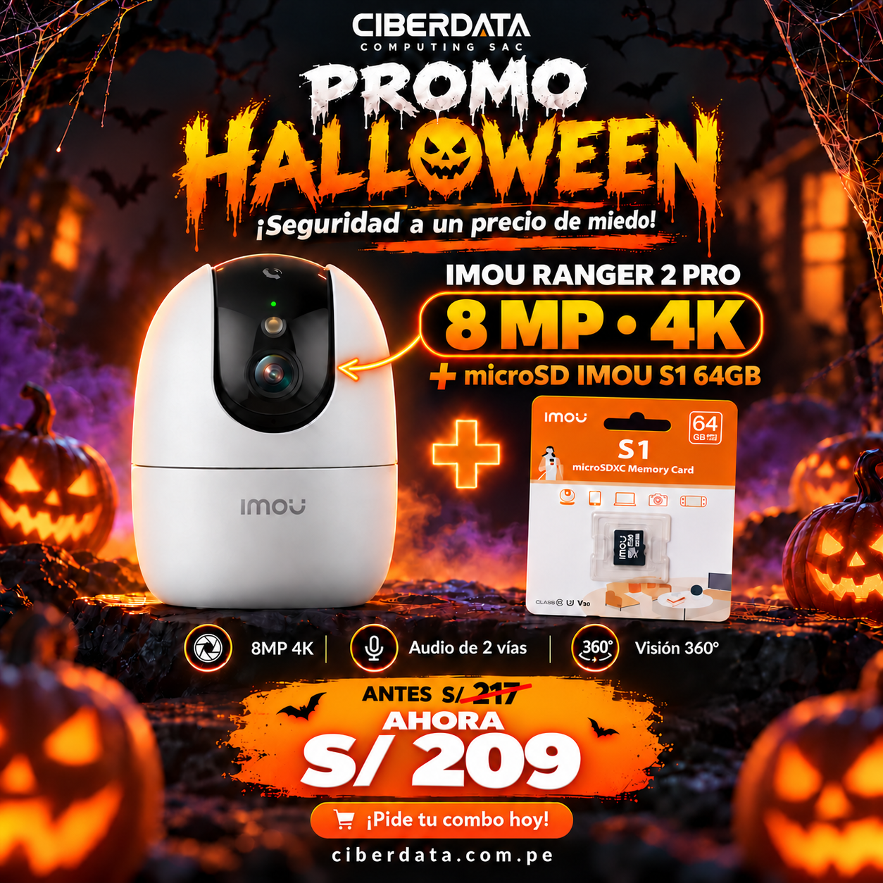 PROMO HALLOWEEN KIT IMOU RANGER 2 PRO 4K , + MEM 64GB