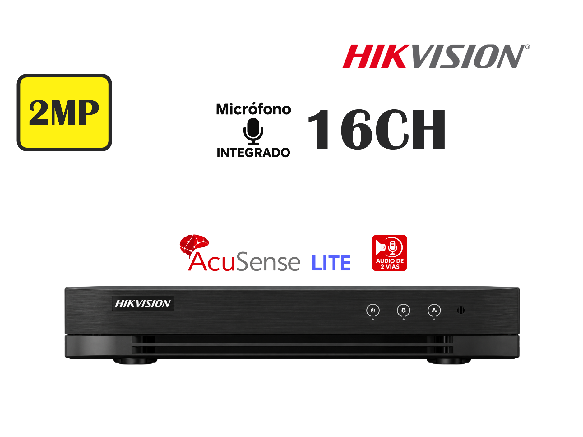 DVR HIKVISION 16CH HASTA 2MP, CON AUDIO , 1HDD,MOTION DETECTION 2.0,ACUSENSE LITE,SOPORTA TECNOLOGIA DE AUDIO BIDIRECCIONAL
